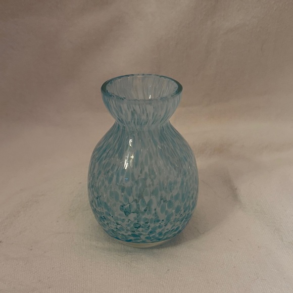 Hand blown Ocean Blue Glass Bud Vase - Picture 2 of 5